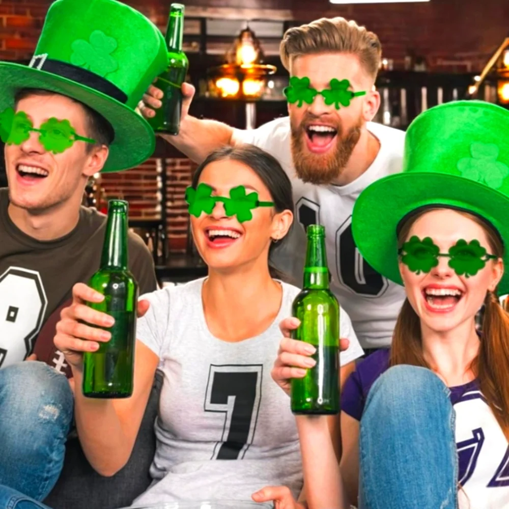 St. Patrick's Day Green Shamrock Party Glasses, 12